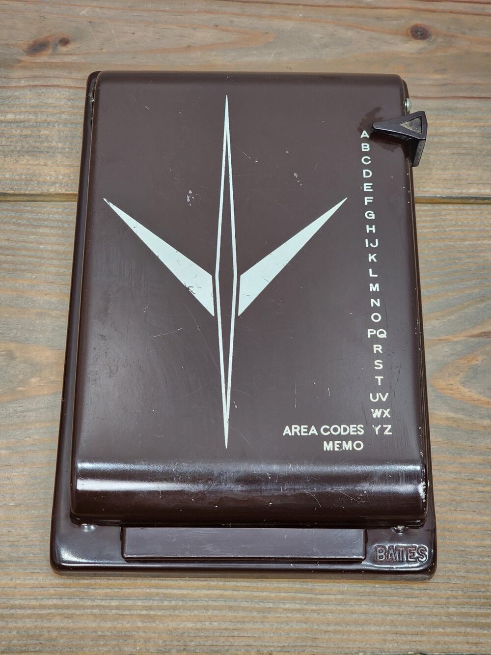 Vintage Bates Brown Metal Atomic Style List Finder Director Address Phone Book